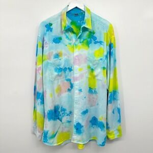 Tianello Unisex Tencel Top Shirt Button Up Size Large Hippie Grunge Boho Retro